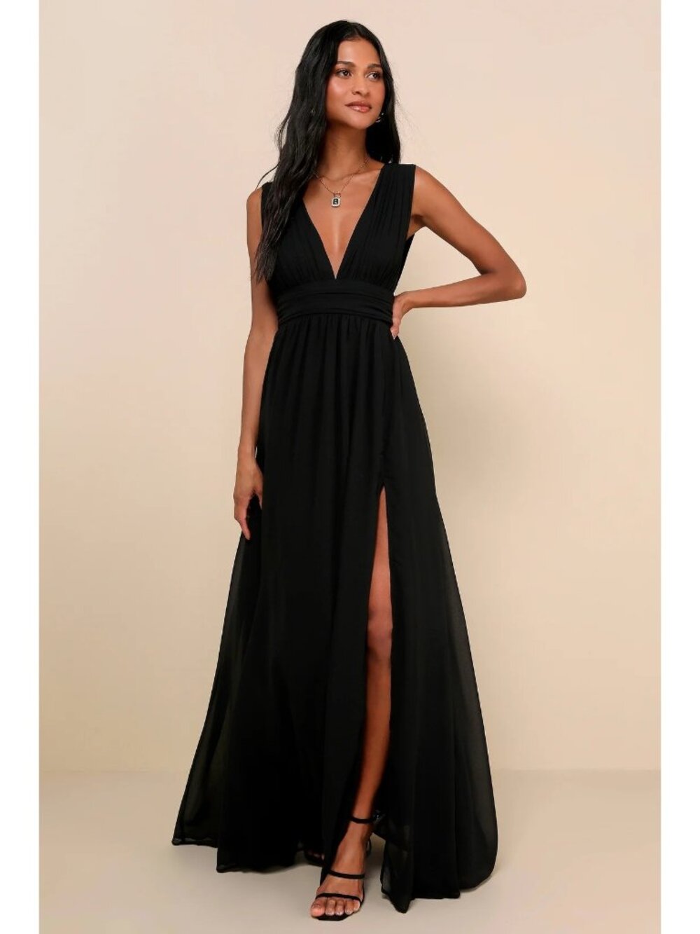 Lulu's Women's Heavenly Hues Maxi Dress Black Size M NWOT